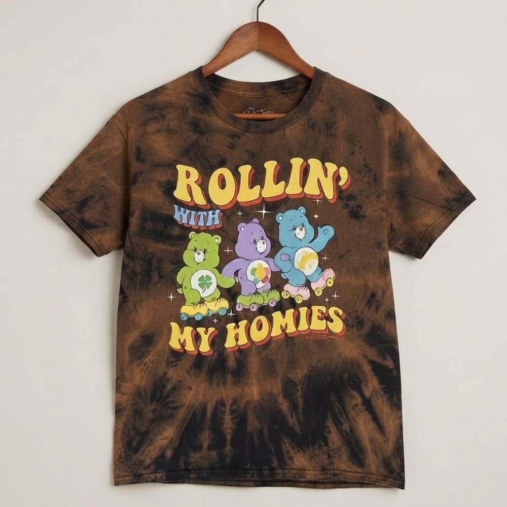 Care Bears Rollin With My Homies Tie Dye T Shirt Graphic Tee Sz L Y2K Custom